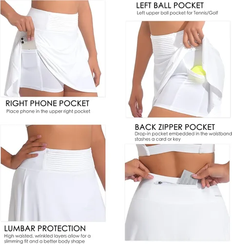 Vista 4 de YAMXDM Faldas de tenis para mujer con bolsillos integrados, faldas activas de golf para deportes, gimnasio, entrenamiento y uso diario casual