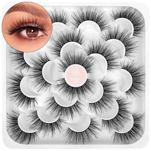 Vista 16 de DYSILK - 10 pares de pestañas de visón 6D, pestañas postizas dramáticas de volumen grueso pestañas postizas naturales suaves extensión maquillaje