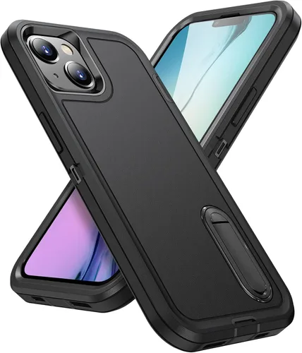 Vista 27 de IDweel Funda para iPhone 15 con soporte, protección resistente a los golpes, antiarañazos, delgada, ligera, protectora resistente, funda rígida