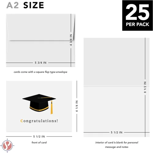 Vista 6 de Tarjetas de felicitación y sobres de graduación – Graduados de clase 2026, agradecimiento, felicitaciones de celebración, saludos plegables