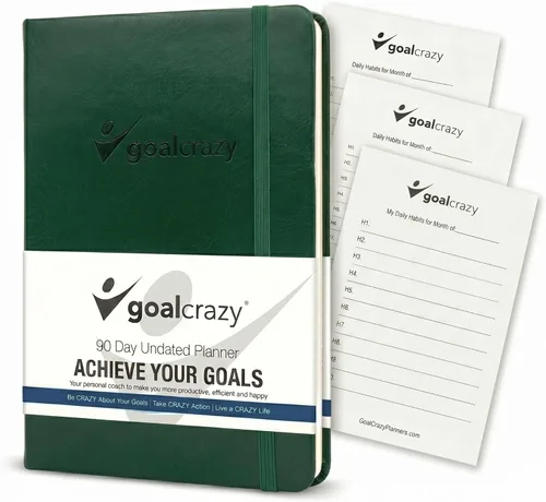 Vista 11 de Goal Crazy - Agenda sin fecha, diario guiado de 90 días, organización semanal, seguimiento de hábitos de productividad, de inspiración