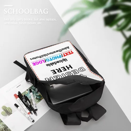 Vista 5 de Mochila personalizada con texto de imagen y foto, personaliza mochila de viaje para laptop para hombres y mujeres, bolsa de hombro casual de 17