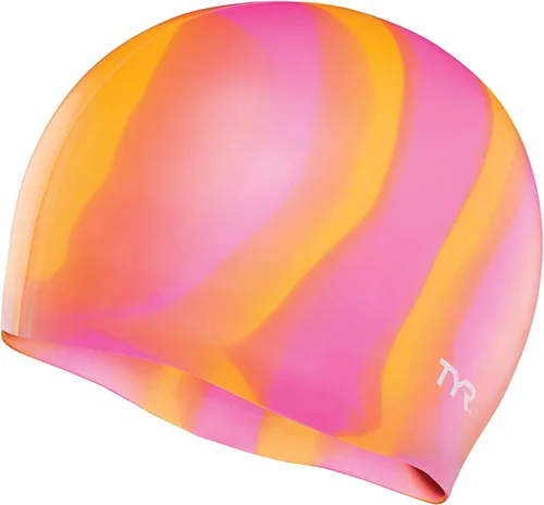 Vista 4 de TYR Gorro de natación de silicona para adultos, multicolor