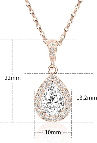 Vista 4 de Vinjewelry Juego de collar y aretes de circonita cúbica chapados en oro rosa blanco de 14 quilates, joyería de boda para novia, Metal, otro