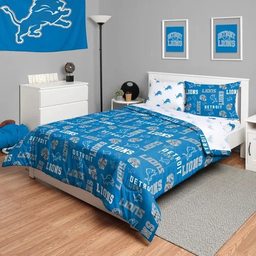 Vista 9 de FOCO Juego de ropa de cama unisex para adultos con logotipo del equipo de la NFL, sábanas y fundas de almohada, juego de ropa de cama de 5 piezas