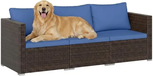 Vista 10 de Tangkula Sofá biplaza de mimbre de 2 piezas, muebles de patio con cojines extraíbles, sofá biplaza de ratán para balcón, terraza, jardín y piscina