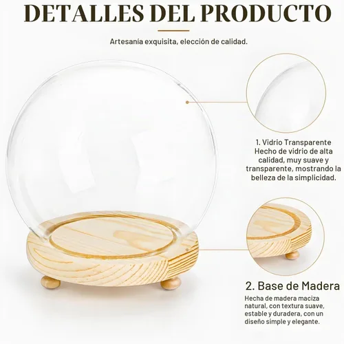 Vista 3 de Pumtus Paquete de 2 cúpula de cristal transparente, tarro decorativo de 6 pulgadas con base de madera, estuche de nieve para bricolaje, escaparate