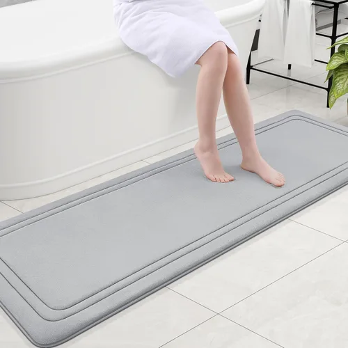 Vista 66 de Grandaily Alfombra de Baño de Espuma Viscoelástica 24x16, Ultra Suave, Antideslizante y Absorbente, Alfombras de Baño Lavables a Máquina y Secables
