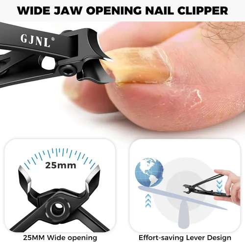 Vista 5 de Cortaúñas para adultos mayores, cortaúñas resistentes para hombres, uñas gruesas con amplia apertura de mandíbula, cortaúñas grandes inclinadas