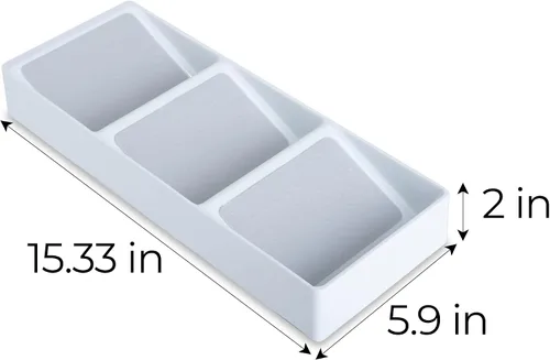 Vista 3 de Smart Design Cajón de plástico para especias de 3 secciones, forro y pies antideslizantes, sin BPA, tarros de condimentos, almacenamiento