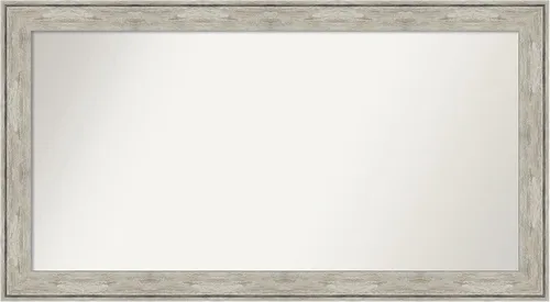 Vista 16 de Amanti Art Espejo de baño plateado para sobre el fregadero, 28 x 37 pulgadas, elegante espejo rectangular de peltre cepillado, marco de madera