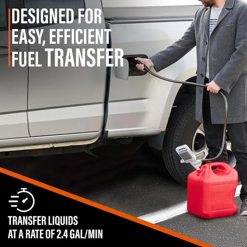 Vista 6 de Deway Bomba de batería de transferencia automática de combustible con parada automática y manguera de PVC, bomba de sifón de 2.5 GPM para gasolina
