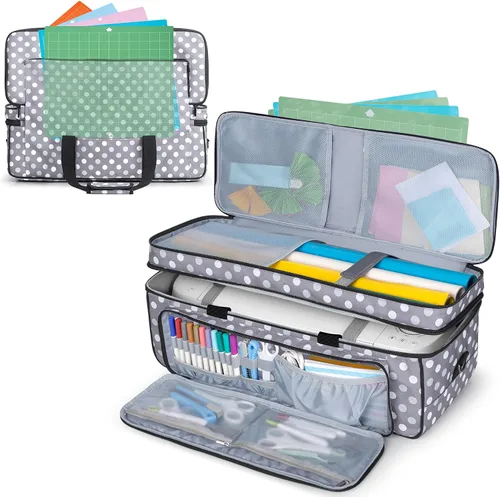 Vista 9 de LUXJA Estuche de transporte de doble capa compatible con máquina troqueladora Cricut, bolsa de 2 capas compatible con Cricut Explore Air (Air 2)