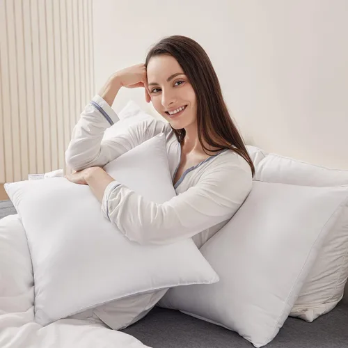 Vista 9 de Qeils Juego de 2 rellenos de almohada de 18 x 18 pulgadas, color blanco con funda de poliéster suave, insertos de almohada rectangulares cuadrados