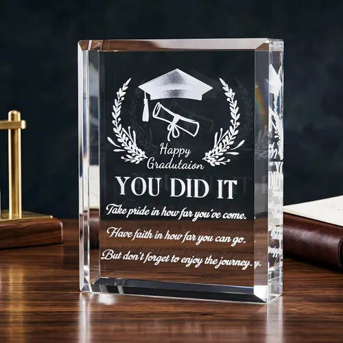 Vista 8 de YWHL Regalos de graduación para él o ella, regalos inspiradores para graduados de la clase de 2025, recuerdo de graduación de cristal grabado