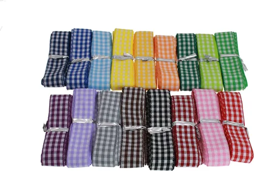 Vista 8 de Cinta de cuadros de 34 yardas, 17 colores, patrón a cuadros, borde tejido para envolver regalos, costura, lazos para el pelo (1 pulgada)