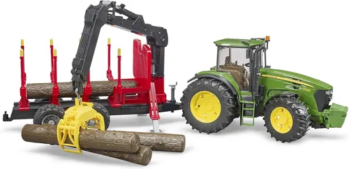 Vista 6 de Bruder 09829 John Deere 7R 350 con remolque de reenvío y 4 troncos, escala 1:16 Escala 1:16, incl. Remolque con 4 troncos de árboles, fabricado