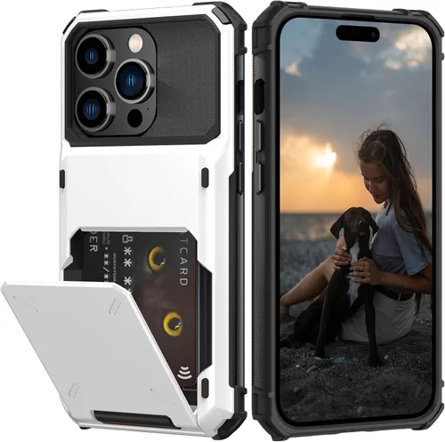 Vista 67 de Nvollnoe Compatible con iPhone 15 Funda con ranura para tarjetas, resistente, protectora de doble capa, a prueba de golpes, ranura oculta