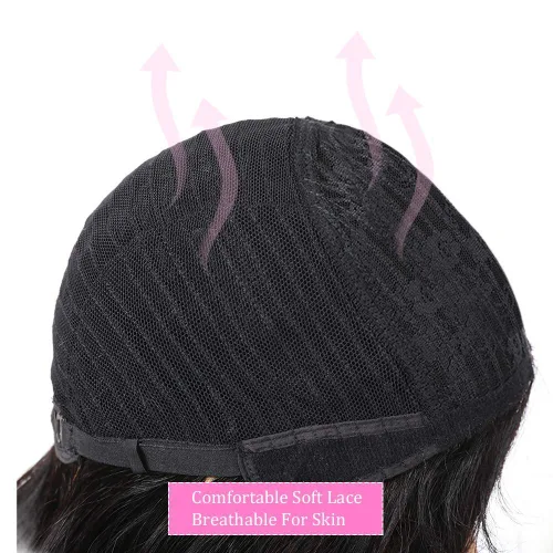 Vista 9 de PANEWAY Pelucas de cabello humano corto con flequillo, pelucas de cabello humano virgen brasileño ondulado para mujeres negras y blancas, pelucas