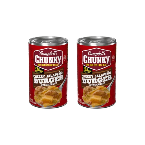 Vista 10 de Campbell’s Chunky - Sopa en lata de hamburguesa con jalapeño y queso con trozos de tocino, lata de 18.8 oz