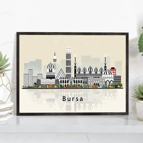 Vista 31 de Pera Print ADANA - Póster de Adana Turquía, ilustración de horizonte urbano de ciudad, póster moderno de pavo, impresión de paisaje urbano y punto