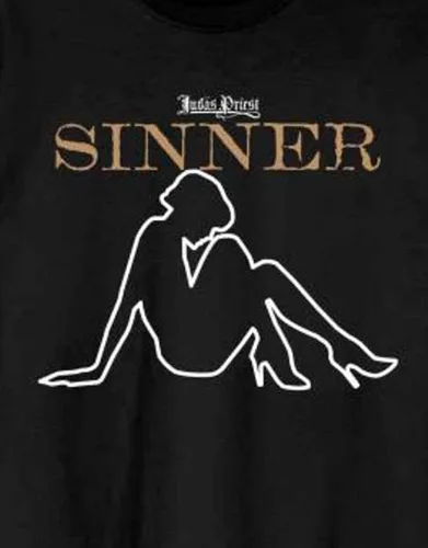 Vista 3 de Judas Priest 'Sinner Slogan Lady' (Black) T-Shirt (Medium)