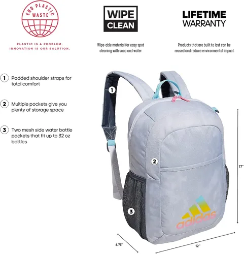 Vista 2 de adidas Mochila lista, Stone Wash WhiteBliss PinkBliss Blue, talla única , Mochila Ready
