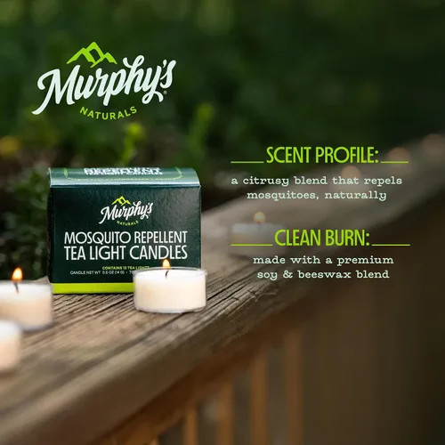Vista 2 de Murphy's Naturals velas de té repelentes de mosquitos – 12 unidades Soy & beeswax blend with rosemary, peppermint, citronella & lemongrass oils