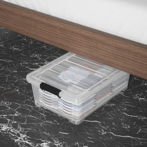 Vista 4 de Paquete de 4 cubos de almacenamiento de plástico transparente debajo de la cama, contenedor de almacenamiento debajo de la cama con ruedas