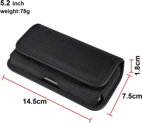 Vista 3 de Funda de nailon para teléfono celular con clip para cinturón, compatible con iPhone 14 Pro Max 13 Pro Max, funda horizontal para teléfono celular