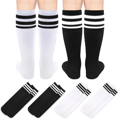 Vista 5 de Olreco Paquete de 4 calcetines de fútbol para niños, calcetines de fútbol para jóvenes, calcetines de fútbol para niños y niñas, calcetines