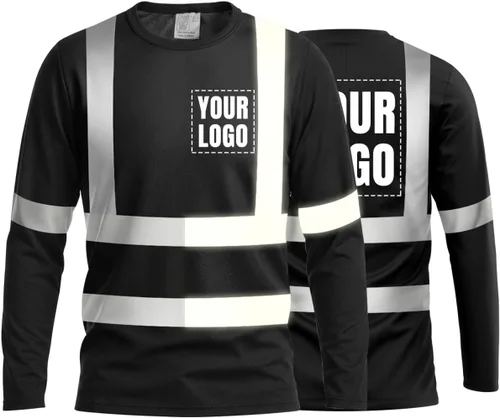 Vista 48 de La alta visibilidad reflexiva de las camisetas de la seguridad del logotipo de encargo Hola Vis de Verde neón - Estilo 8