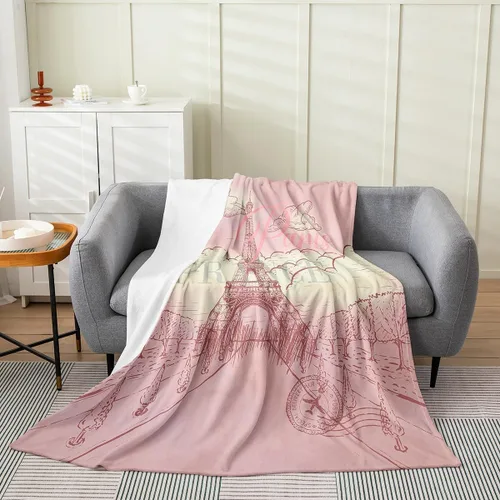 Vista 8 de Castle Fairy Manta de forro polar Sherpa con estampado de aviones para niños, manta de franela de dibujos animados para sofá, avión, azul y blanco