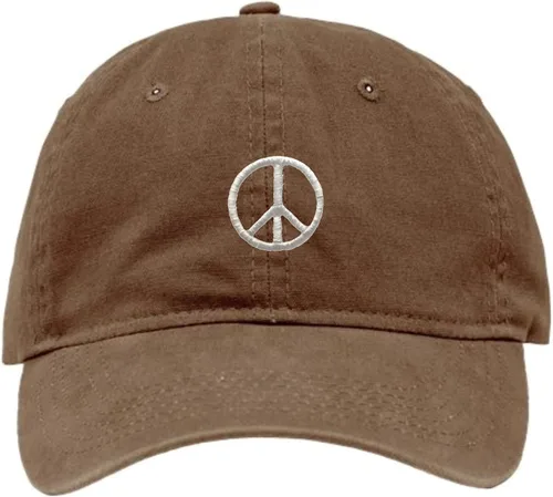 Vista 15 de Go All Out Sombrero de papá bordado con signo de paz para adultos Negro