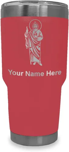 Vista 38 de LaserGram Vaso aislado al vacío de 20 onzas, Saint Jude, grabado personalizado incluido (negro)