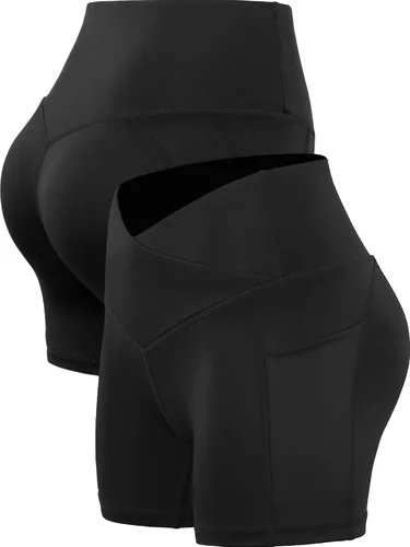 Vista 3 de CADMUS Womens High Waist Yoga Shorts Spandex Running Side Pockets