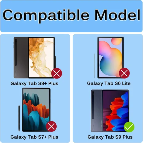 Vista 7 de Miimall Funda compatible con Galaxy Tab S9 Plus, a prueba de caídas y golpes, material de protección de policarbonato suave y TPU, ultrafina y Verde