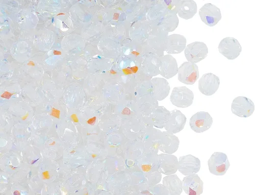 Vista 2 de SCARA Beads 1.8 oz (1.76 oz, cca 600pcs) Cuentas de vidrio checo facetadas redondas 0.157 in Crystal AB