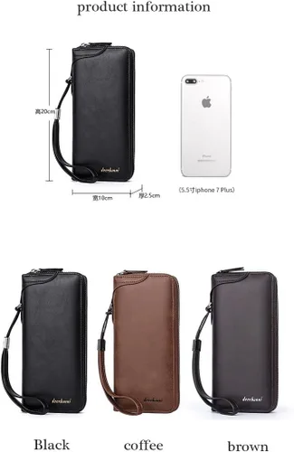 Vista 7 de LOHXA Men Wallets Business Handbag Clutch Bag Wallet Cell Phone Pocket Purse Credit Card Holder billeteras para hombre Wallet For Men (Color Black)