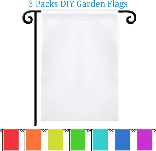 Vista 2 de Bandera de jardín en blanco para sublimación a granel 12x18 pulgadas Bandera de sublimación en blanco Banderas de poliéster DIY Cartel de lienzo