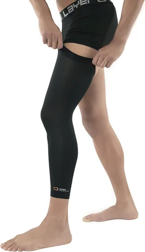 Vista 7 de Copper Compression Manga de compresión para piernas, soporte estabilizador de rodilla con infusión de cobre para correr, desgarro de menisco, ACL