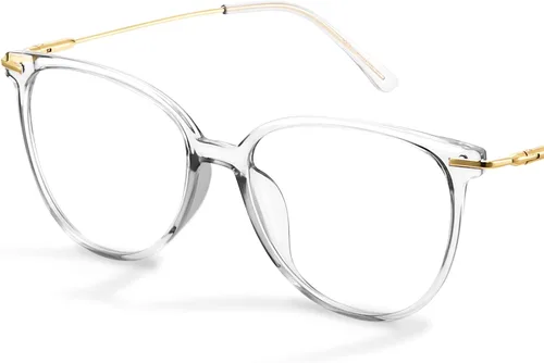 Vista 8 de Gaoye - Gafas de bloqueo de luz azul - Marcos redondos TR90 de moda, brazos de metal, protección UV400 - Estuche suave a juego * 1 marco negro