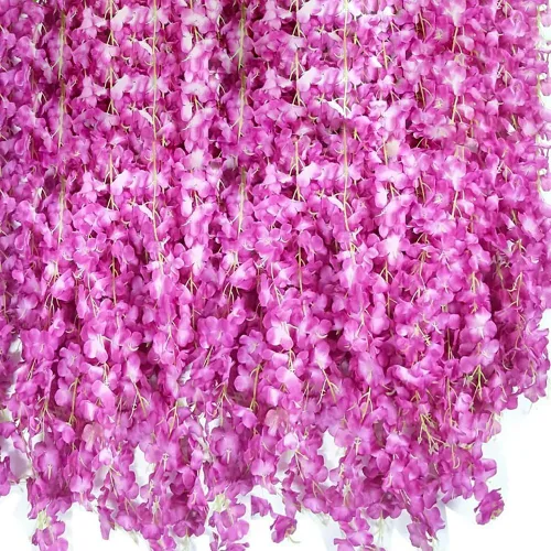 Vista 12 de Paquete de 12 guirnaldas de vides de flores de glicina, cuerdas de flores artificiales de 3.75 pies, flores colgantes falsas, guirnaldas de glicina