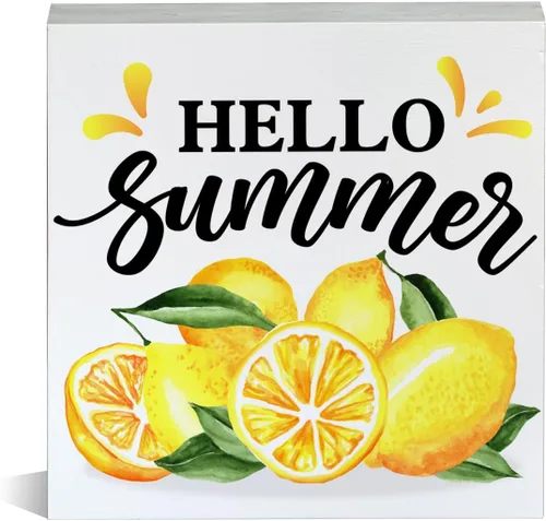 Vista 15 de Cartel de madera Sweet Summer Vibes de madera con bloque de madera de helado de verano, letrero decorativo para escritorio, decoración de estante A05