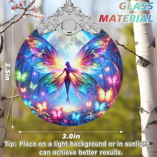 Vista 2 de Jocidea - Adorno de Vidrio Manchado de Elfo Mariposa - Adorno Navideño - Adornos Navideños para Árbol - Ideas de Regalos de Vacaciones - Intercambio