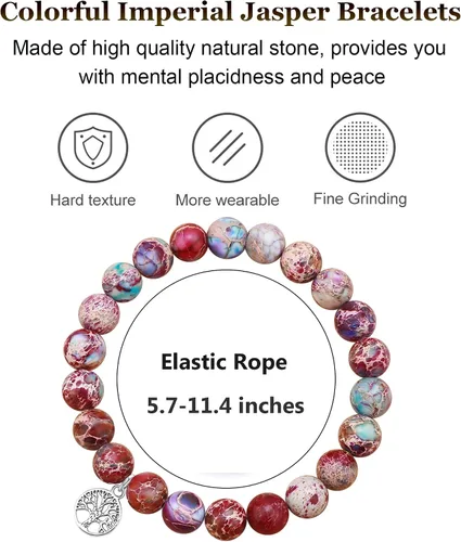Vista 5 de Gifts for Mom Daughter Birthday Gifts Mother's Day Christmas Stretch Natural Stone Bracelets Tree of Life Jewelry for Women
