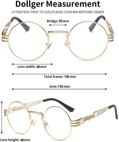 Vista 4 de Dollger Gafas de sol redondas Steampunk con marco de metal
