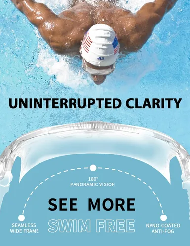 Vista 4 de Gafas de natación para adultos, gafas de natación de silicona líquida antivaho para hombres y mujeres con visión clara de 180° y antiniebla/UV