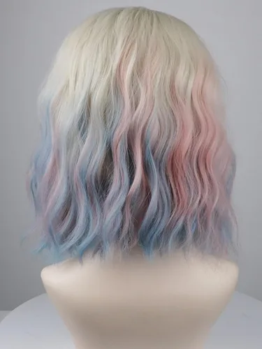 Vista 5 de Enid Sinclair Pelucas con diadema rizada rubia, rosa, azul, para Halloween
