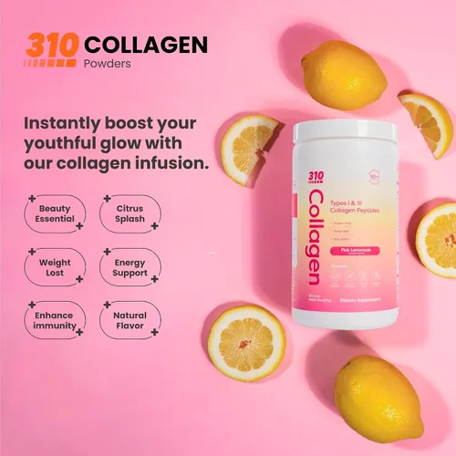 Vista 2 de 310 Nutrition Péptidos de colágeno para mujeres y hombres – Colágeno hidrolizado alimentado con pasto con ácido hialurónico, resveratrol, vitamina C